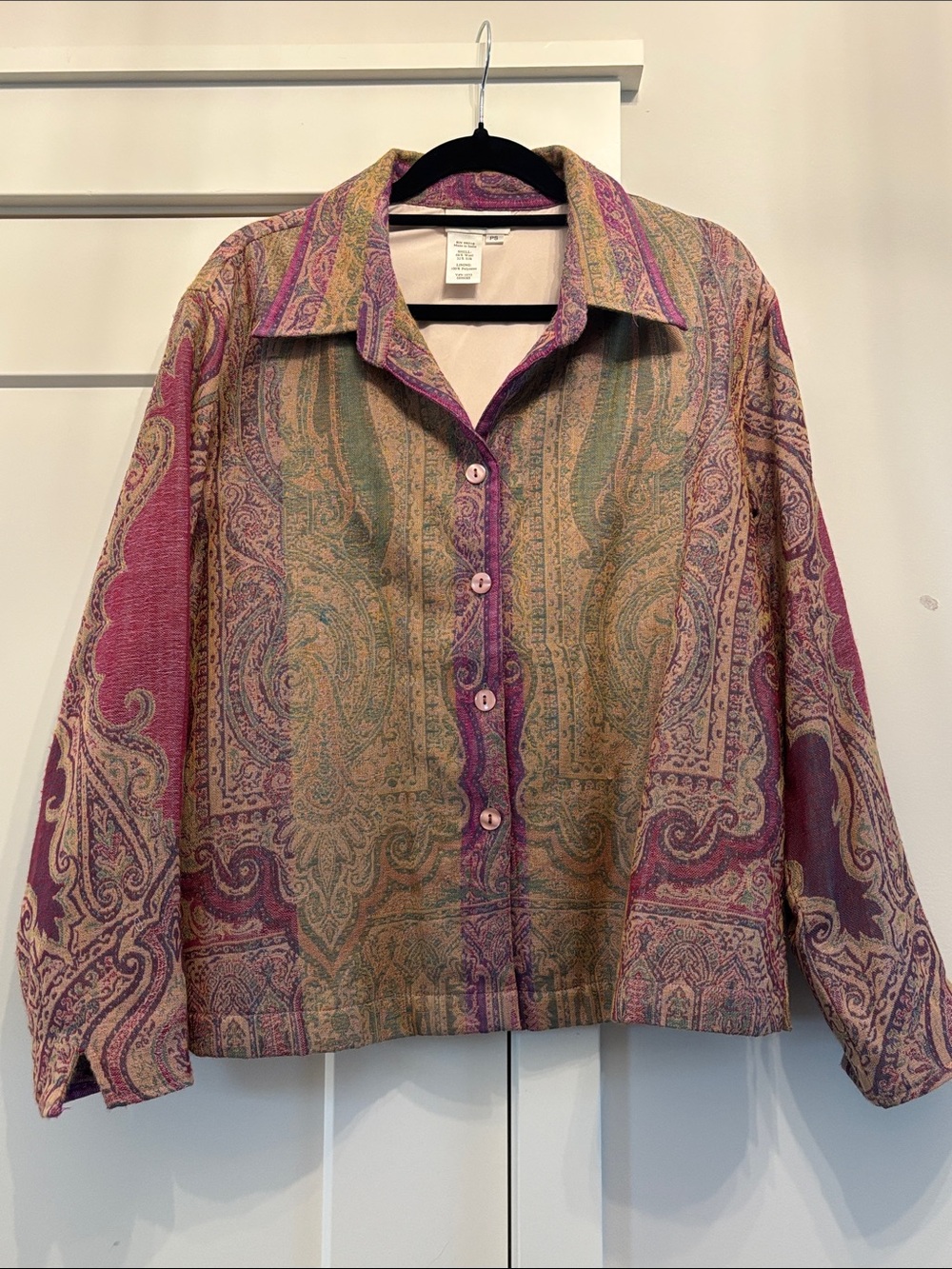 Coldwater Creek Wool Silk Paisley Tapestry Button-Down Jacket